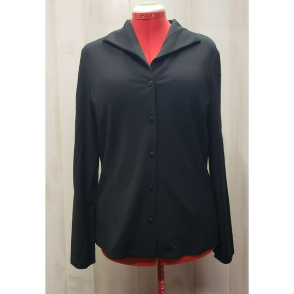Talbots Black Button-Up Blouse Tailored style, Size L, Long Sleeve, Wrinkle free - Picture 1 of 9